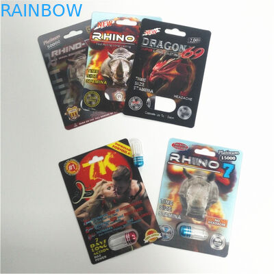 Ampolla plástica del RINOCERONTE durable que empaqueta el material masculino del papel revestido de la tarjeta lenticular 3d