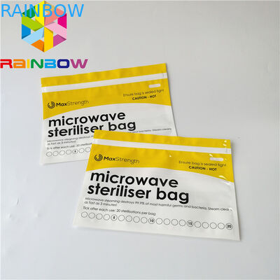 Los alimentos para niños colocan para arriba bolsos de la bolsa de la cremallera se levantan el tipo del esterilizador del vapor de la microonda