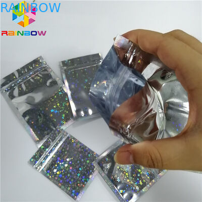 Embalaje facial de la máscara del sello lateral brillante Ziplock tres de los bolsos de Mylar del holograma de la estrella del flash del brillo