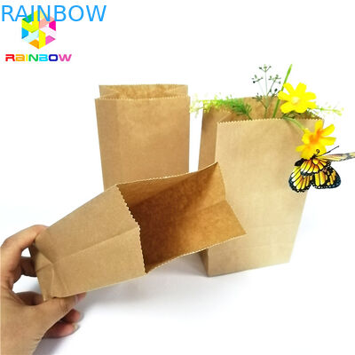 Empaquetado impermeable a la grasa biodegradable del bocado del bolso de la parte inferior plana del papel de Kraft de la categoría alimenticia