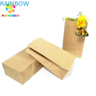 Empaquetado impermeable a la grasa biodegradable del bocado del bolso de la parte inferior plana del papel de Kraft de la categoría alimenticia