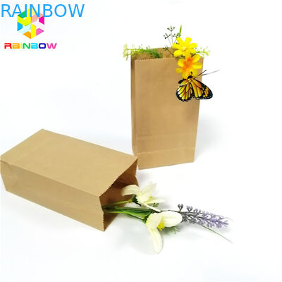 Empaquetado impermeable a la grasa biodegradable del bocado del bolso de la parte inferior plana del papel de Kraft de la categoría alimenticia