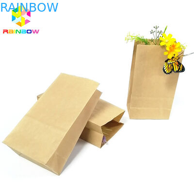 Empaquetado impermeable a la grasa biodegradable del bocado del bolso de la parte inferior plana del papel de Kraft de la categoría alimenticia