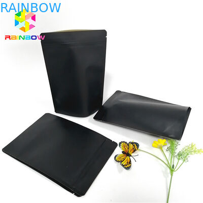 La bolsa de papel negra de Kraft que empaqueta el logotipo de encargo se levanta la cerradura reciclable de la cremallera de la bolsa