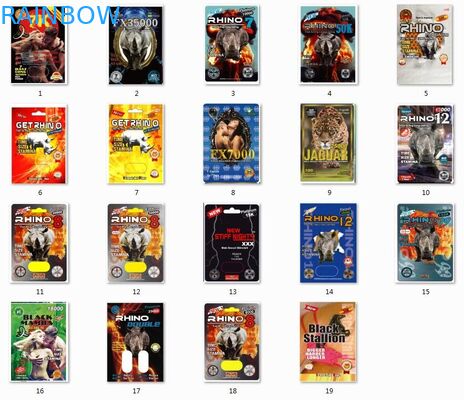 Mamba de la tarjeta durable de la ampolla/botella doble de empaquetado 25k/caja de presentación tiesa de la cápsula de la píldora del rinoceronte 69 de Rox