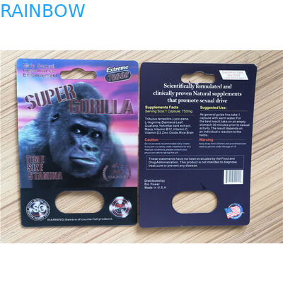 Paquete masculino de empaquetado reciclable de la píldora del aumento del rinoceronte 25k de la pantera de la tarjeta de papel