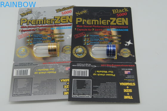 Rinoceronte de empaquetado 7 de la ampolla plástica impermeable píldora sexual del aumento de 5000 varones