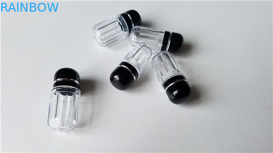 Casquillo colorido del metal de los envases de la cápsula del rinoceronte de Bottless de la píldora del plástico transparente para las tarjetas 3D