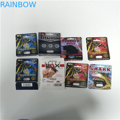 Tarjeta de la ampolla de la píldora del sexo de Poseidon que empaqueta el papel reciclado paquete tieso del reforzador del sexo de Rox