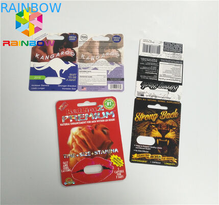 Resbale las píldoras masculinas del aumento de la tarjeta del parte movible de la ampolla que embalan final de la superficie 3D