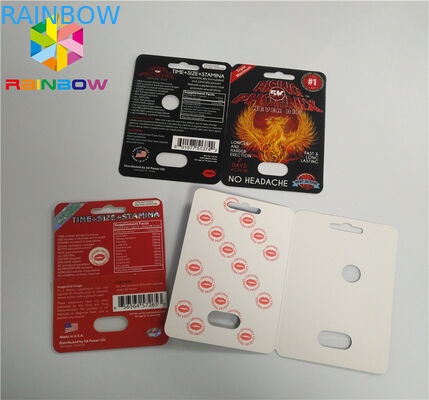 Resbale las píldoras masculinas del aumento de la tarjeta del parte movible de la ampolla que embalan final de la superficie 3D