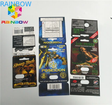 Resbale las píldoras masculinas del aumento de la tarjeta del parte movible de la ampolla que embalan final de la superficie 3D