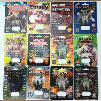 Tarjetas sexuales de la ampolla del efecto de primero ministro Zen 3D de la caja de papel de la exhibición 3D del poder masculino para las píldoras