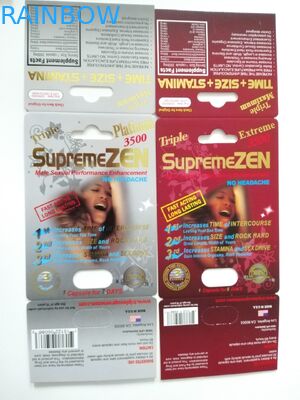 Efecto de empaquetado sexual de primero ministro Zen 3D de la caja de papel de la tarjeta 3D del poder masculino para las píldoras del sexo
