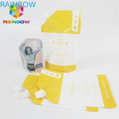 Líquidos de nylon del final brillante se levantan el bolso de empaquetado del apretón de los alimentos para niños de la bolsa del canalón