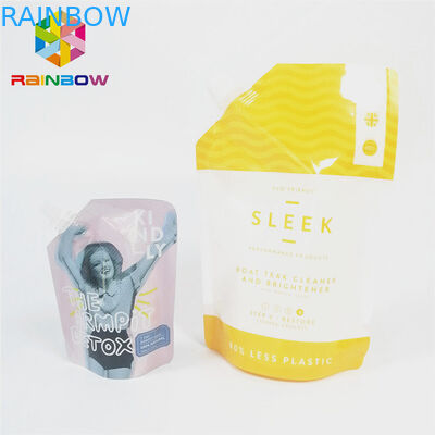 Líquidos de nylon del final brillante se levantan el bolso de empaquetado del apretón de los alimentos para niños de la bolsa del canalón