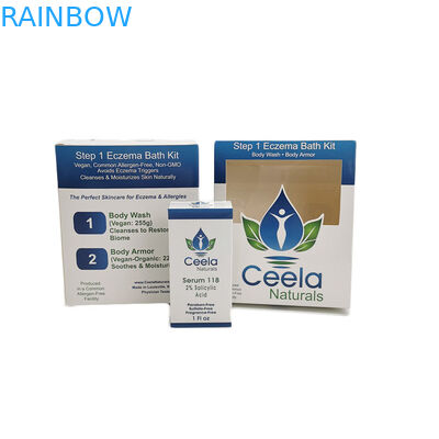 Caja de papel de la cartulina blanca brillante que empaqueta el uso al por menor del lavado del cuerpo del cuidado de piel