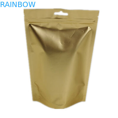 Plásticos que se puede volver a sellar se levantan el papel de aluminio del oro de los bolsos del embalaje del café de la bolsa