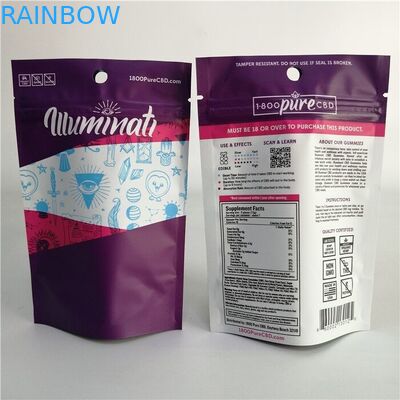 La galleta CBD 3x4 de la mala hierba del papel de aluminio se levanta el bolso de la cremallera