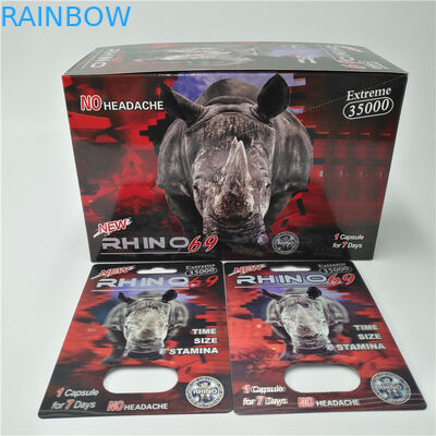 Embalaje plástico impreso aduana de la tarjeta de la ampolla de las píldoras del rinoceronte