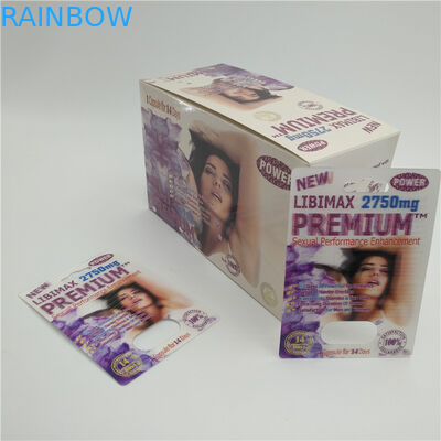 Embalaje plástico impreso aduana de la tarjeta de la ampolla de las píldoras del rinoceronte