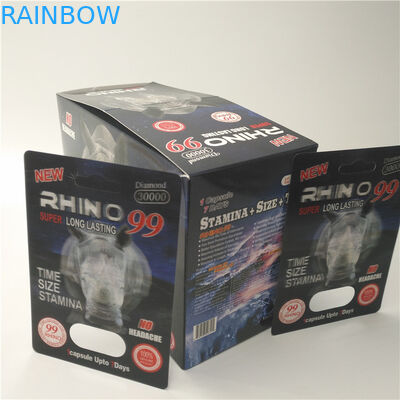 Embalaje plástico impreso aduana de la tarjeta de la ampolla de las píldoras del rinoceronte