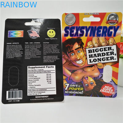 Tarjeta de empaquetado de papel modificada para requisitos particulares color de la píldora plástica de CMYK