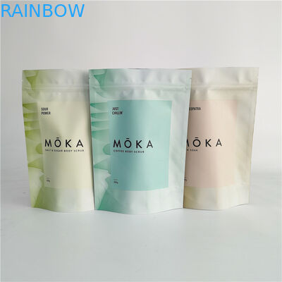 Levántese el bolso de empaquetado del exfoliante corporal Ziplock de la bolsa para la sal de baño con la hoja dentro