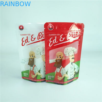 Digitaces que imprimen el soporte gomoso de empaquetado del bolso CBD del caramelo 100mg encima de la bolsa con la ventana clara