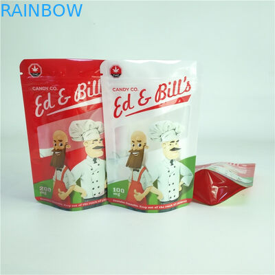 Digitaces que imprimen el soporte gomoso de empaquetado del bolso CBD del caramelo 100mg encima de la bolsa con la ventana clara