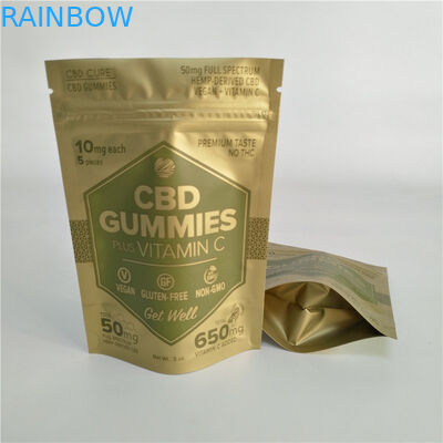 Digitaces que imprimen bolso de Mylar de la prueba de la bolsa de Matte Gold Stand Up Zipper el pequeño para las malas hierbas