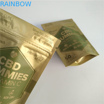 Digitaces que imprimen bolso de Mylar de la prueba de la bolsa de Matte Gold Stand Up Zipper el pequeño para las malas hierbas