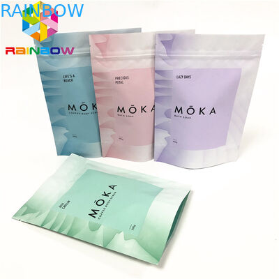Soporte laminado de la hoja encima de bolsos con la bolsa ziplock de impresión de encargo para el bocado/los bolsos de empaquetado modificados para requisitos particulares exfoliante corporal