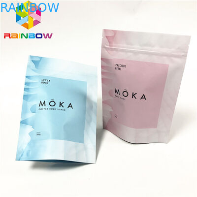 Soporte laminado de la hoja encima de bolsos con la bolsa ziplock de impresión de encargo para el bocado/los bolsos de empaquetado modificados para requisitos particulares exfoliante corporal