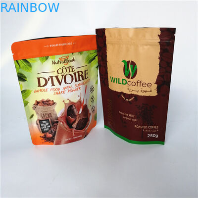 Levántese los bolsos de empaquetado del café molido de la prueba del mositure de la bolsa de la hoja del escudete con la válvula