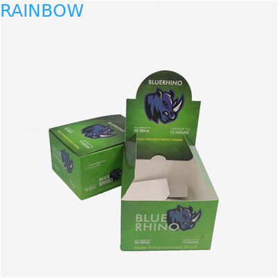 Caja amistosa de papel de la exhibición de Eco, caja de empaquetado de la barra de energía de la botella de aceite del rinoceronte CBD de la caja del papel de regalo