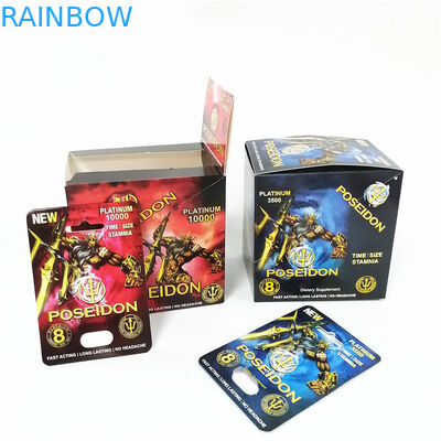 Píldoras sexuales para hombre del sexo de los suplementos de la tarjeta de la ampolla del rinoceronte que empaquetan el envase masculino de la cápsula de la cabeza de píldora del aumento