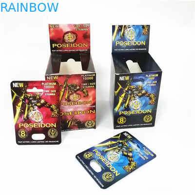 Píldoras sexuales para hombre del sexo de los suplementos de la tarjeta de la ampolla del rinoceronte que empaquetan el envase masculino de la cápsula de la cabeza de píldora del aumento