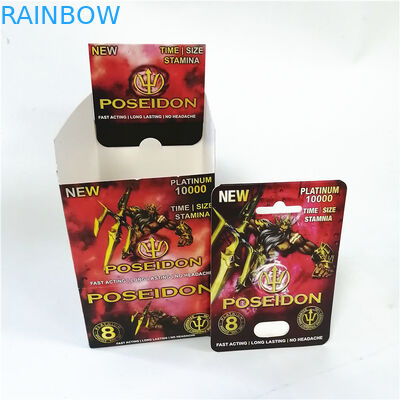 Píldoras sexuales para hombre del sexo de los suplementos de la tarjeta de la ampolla del rinoceronte que empaquetan el envase masculino de la cápsula de la cabeza de píldora del aumento