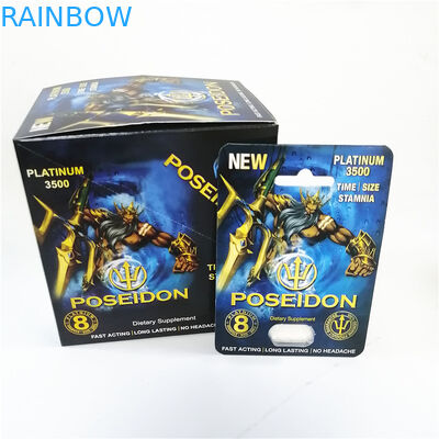 Píldoras sexuales para hombre del sexo de los suplementos de la tarjeta de la ampolla del rinoceronte que empaquetan el envase masculino de la cápsula de la cabeza de píldora del aumento