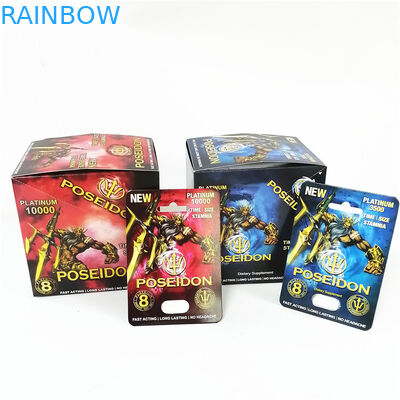 Tarjeta rosada de la caja de papel del minino que graba en relieve tarjetas de empaquetado de sellado calientes de las cajas de presentación de la ampolla sexual del aumento