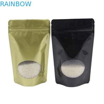 El oro reciclable modificado para requisitos particulares se levanta la bolsa Ziplock con la ventana clara del papel de aluminio para el café Bean Tea del caramelo