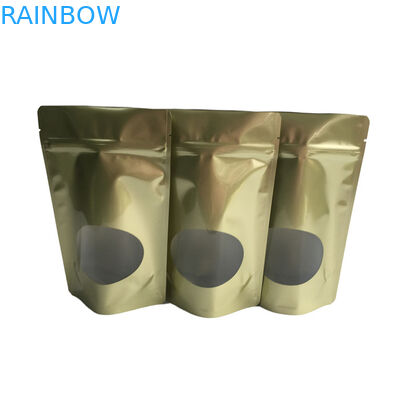 El oro reciclable modificado para requisitos particulares se levanta la bolsa Ziplock con la ventana clara del papel de aluminio para el café Bean Tea del caramelo