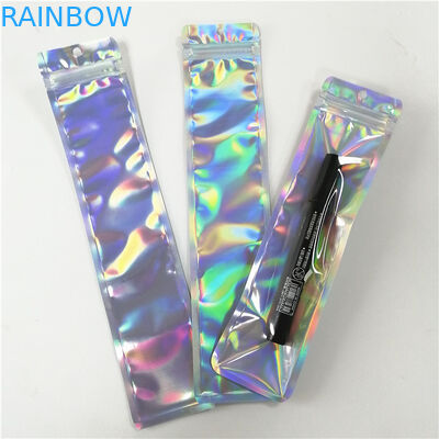 Los bolsos planos impresos aduana del holograma plástico con la cremallera para componen el empaquetado de la pluma de la herramienta
