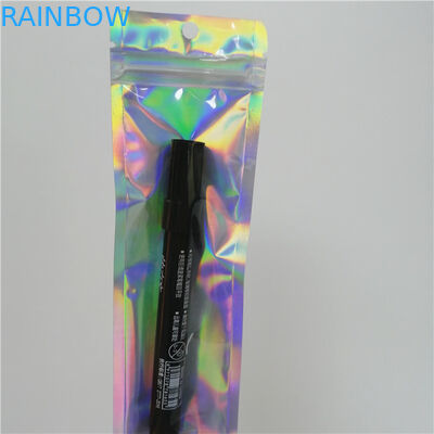 Los bolsos planos impresos aduana del holograma plástico con la cremallera para componen el empaquetado de la pluma de la herramienta