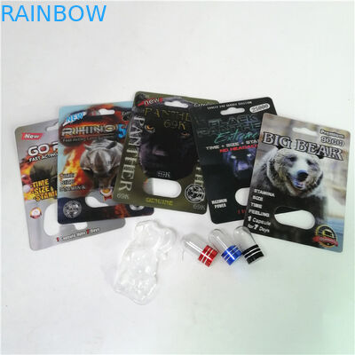 Píldoras sexuales del aumento que empaquetan tarjetas máximas de la ampolla del rinoceronte 150K 3D con la caja de papel para la cápsula del sexo del polvo