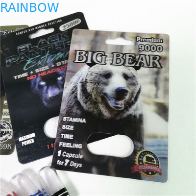 Píldoras sexuales del aumento que empaquetan tarjetas máximas de la ampolla del rinoceronte 150K 3D con la caja de papel para la cápsula del sexo del polvo