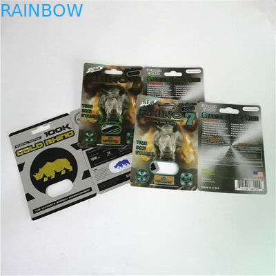 Cápsula sexual del poder de las píldoras masculinas de la pantera negra/de la mamba/del aumento del rinoceronte V7 que empaqueta tarjetas de la ampolla 3D con la caja de papel