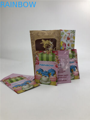 bolso sellado tres lados superficial brillante plástico del papel de aluminio del bolso plano de la cremallera 3.5g para la nuez de la carne de coco de las galletas