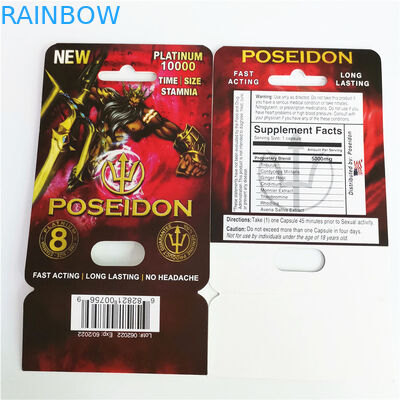 Exhibición de empaquetado de la caja de la hoja del papel del rinoceronte 69 de la píldora sexual masculina de los aumentos con las tarjetas de papel